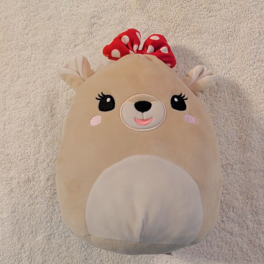 Squishmallows Rudolph Red Nosed Reindeer Clarice Plush Bow Cute Small Toy 9"